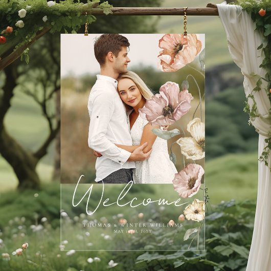 ようこそアイスランドの水の色アイスランドポピー写真 アクリルサイン