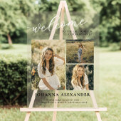 ようこそアクリルモダン3枚の写真の卒業 アクリルサイン