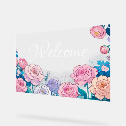 ようこそアクリル記号 アクリルサイン (傾斜)