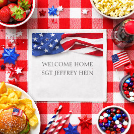ようこそアメリカ国旗ミリタリーパーティー スタンダードカクテルナプキン