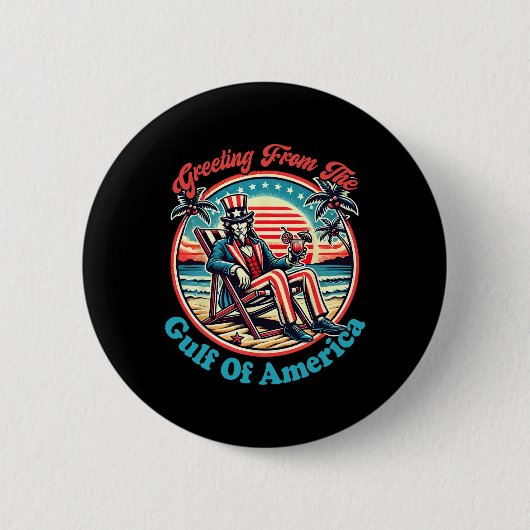 ようこそアメリカ湾 – メキシコ湾2025 缶バッジ (正面)