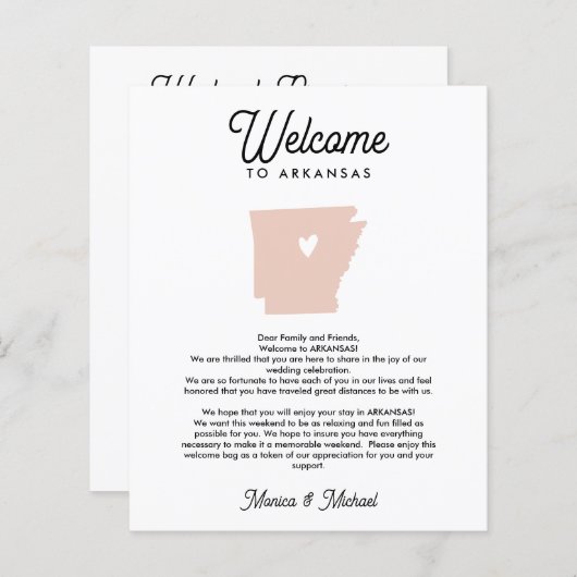 ようこそアーカンソーの手紙と旅程ANY COLOR (正面/裏面)