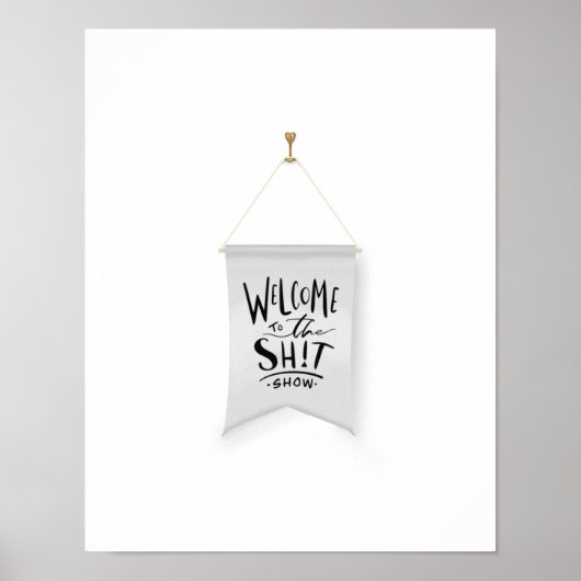 ようこそウンチショーグレーウォールアートプリント ポスター (正面)