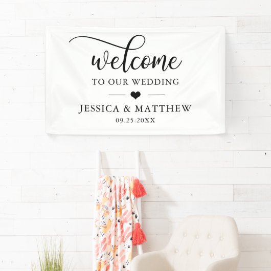 ようこそエレガントのハートへ結婚ようこそ 横断幕 (インサイチュ)