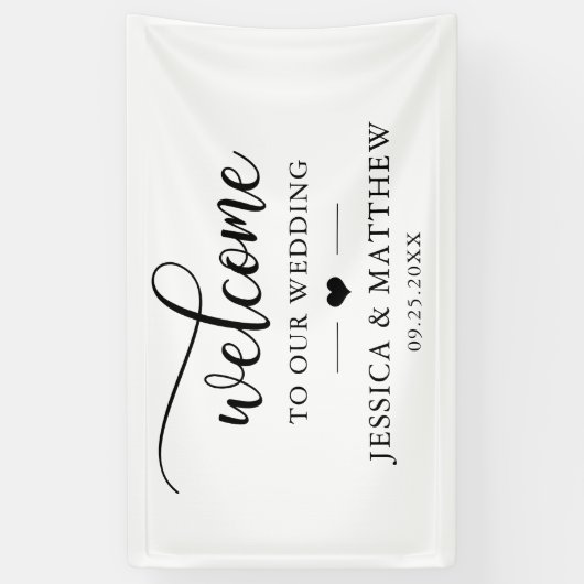 ようこそエレガントのハートへ結婚ようこそ 横断幕 (縦)