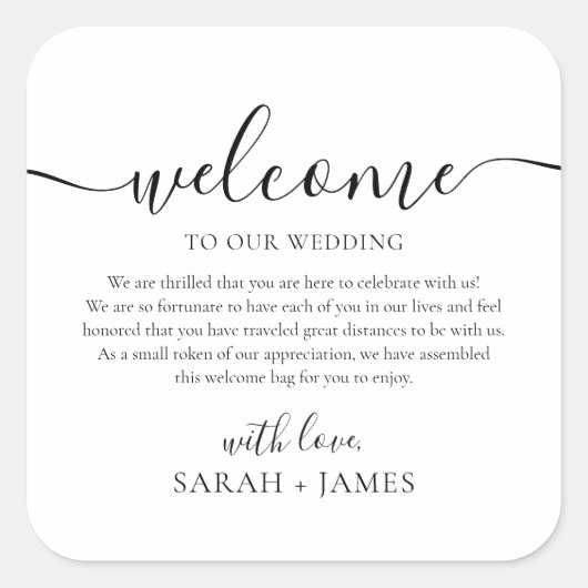 ようこそエレガントの歓迎結婚バッグへ スクエアシール (正面)