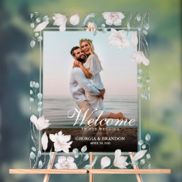 ようこそエレガントの結婚写真Magnoliaフローラ アクリルサイン