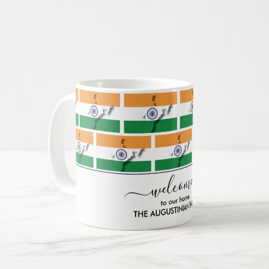ようこそエレガントインド国旗のコーヒーマグ コーヒーマグカップ (正面左)