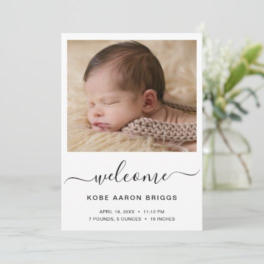 ようこそエレガントシンプルベビーフォト誕生 案内状 (スタンド正面)