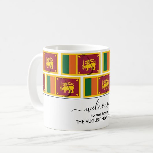 ようこそエレガントスリランカ国旗のコーヒーマグ コーヒーマグカップ (正面左)