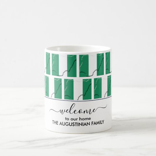 ようこそエレガントナイジェリア国旗のコーヒーマグ コーヒーマグカップ (中央)