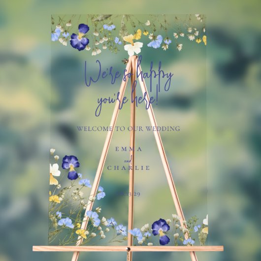 ようこそエレガントボホワイルドフラワー結婚ズ アクリルサイン (ニュートラル)