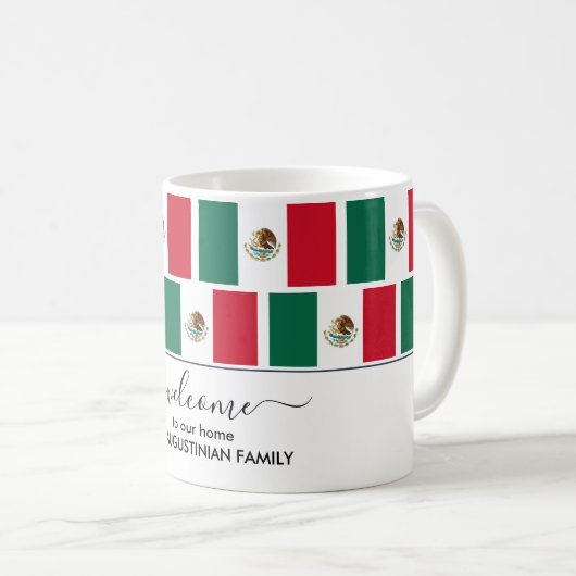 ようこそエレガントメキシコ国旗のコーヒーマグ コーヒーマグカップ (正面右)