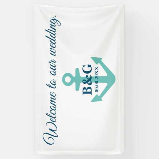 ようこそエレガント航海のテーマ結婚へ 横断幕 (縦)