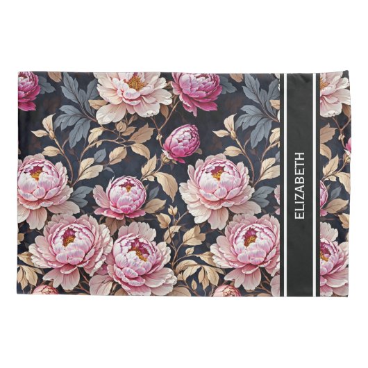 ようこそエレガント赤面ピンク牡丹フローラ名 枕カバー (裏面)