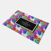 ようこそカラフルのアート花の名前 ドアマット (アングル)