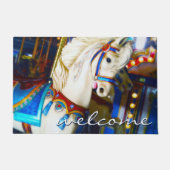 ようこそカラフルカーニバル回転木馬馬写真 ドアマット (正面)