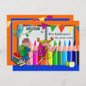 ようこそカラフル新学期はがき インビテーションポストカード (正面/裏面)