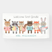 ようこそクラスの看板かわいい動物 横断幕 (横)