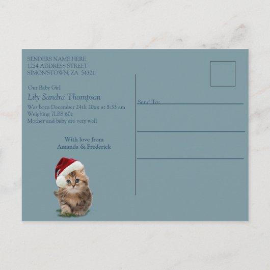 ようこそクリスマスベビーガールだ 案内ポストカード (裏面)