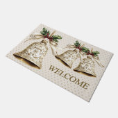 ようこそゴールデンクリスマスベルシャイニースターエレガント ドアマット (アングル)