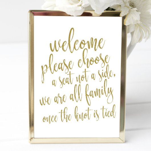 ようこそサイド以外のシートを選択金ゴールドグリッター標識 ポスター