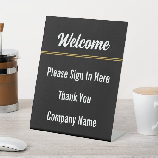 ようこそサインインしてくださいここに感謝の会社名 台座サイン (インサイチュ)