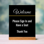 ようこそサインインしてくださいシートブラックアクリル アクリルサイン (ニュートラル)