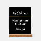 ようこそサインインしてくださいシートブラックアクリル アクリルサイン (正面)