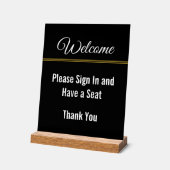 ようこそサインインしてくださいシートブラックアクリル アクリルサイン (傾斜)