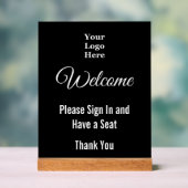 ようこそサインインしてくださいロゴ黒のアクリルサイン アクリルサイン (ニュートラル)