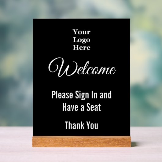 ようこそサインインしてくださいロゴ黒のアクリルサイン アクリルサイン (ニュートラル)
