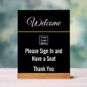 ようこそサインインしてロゴ黒アクリル印 アクリルサイン (ニュートラル)