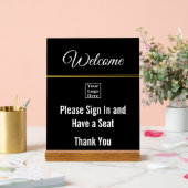 ようこそサインインしてロゴ黒アクリル印 アクリルサイン (ウェディング)