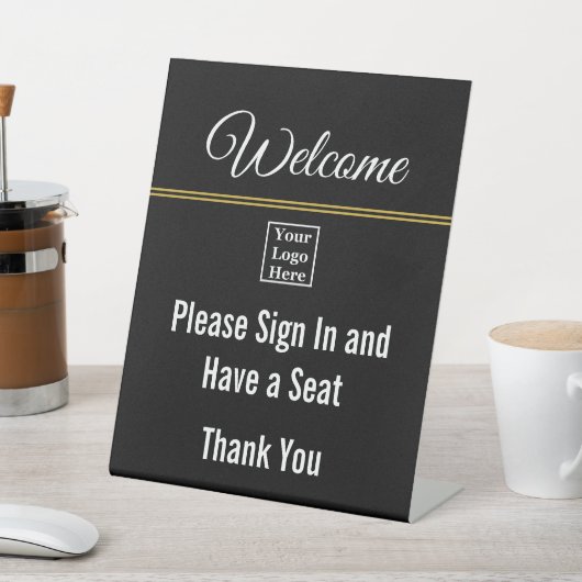 ようこそサインインし、ロゴをここに表示してください 台座サイン (インサイチュ)
