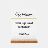 ようこそサインインする席を持って有難う白 アクリルサイン (正面)
