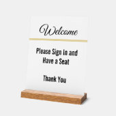 ようこそサインインする席を持って有難う白 アクリルサイン (傾斜)