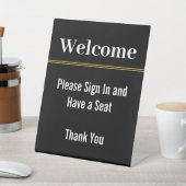 ようこそサインインする席を持ってThank You Black 台座サイン (インサイチュ)