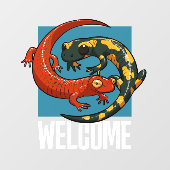 ようこそサインニコニコ笑うサラマンダー友だち漫画 ウィンドウサイン (シート)