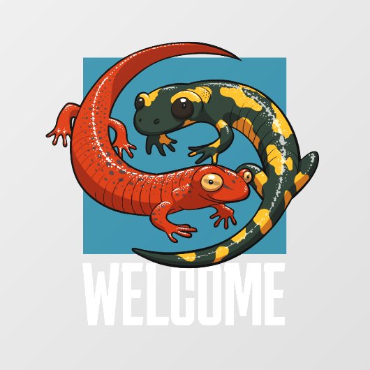 ようこそサインニコニコ笑うサラマンダー友だち漫画 ウィンドウサイン (シート)