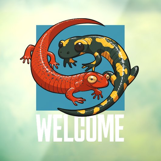 ようこそサインニコニコ笑うサラマンダー友だち漫画 ウィンドウサイン (シート3)