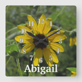 ようこそザワールドフラワーフォトイエローフローラLA スクエア壁時計