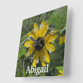 ようこそザワールドフラワーフォトイエローフローラLA スクエア壁時計 (傾斜)