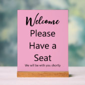 ようこそシートピンクとブラックの文字 アクリルサイン (ニュートラル)