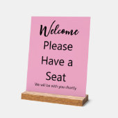 ようこそシートピンクとブラックの文字 アクリルサイン (傾斜)