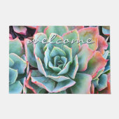 ようこそスクリプはっきりしたト緑のサボテンのクローズアップ写真 ドアマット (正面)