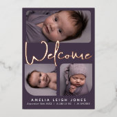 ようこそスクリプトフォイル写真誕生のお知らせ 箔招待状 (正面)