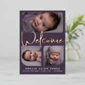 ようこそスクリプトフォイル写真誕生のお知らせ 箔招待状 (立ち正面)