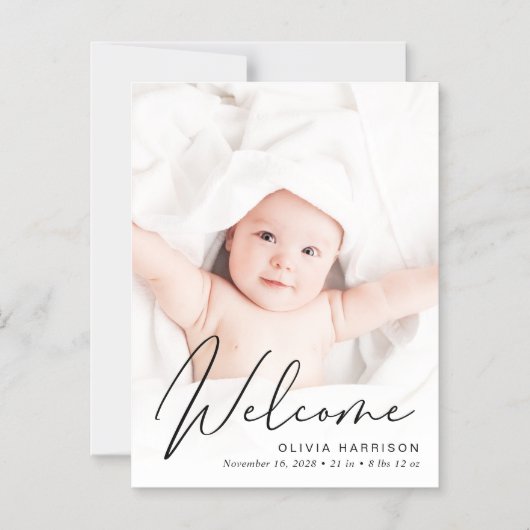 ようこそスクリプトフォト誕生のお知らせ マグネット招待状 (正面)