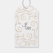 ようこそスクリプト書道ブラックと金ゴールドのスクロール ギフトタグ (裏面)